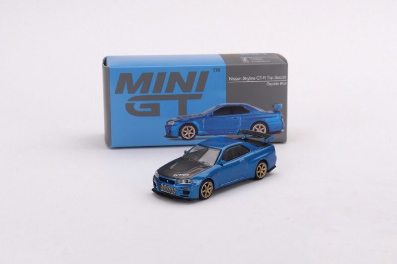 Mini GT Nissan Skyline GT-R (R34) Top Secret Bayside Blue (Açıq qutu)