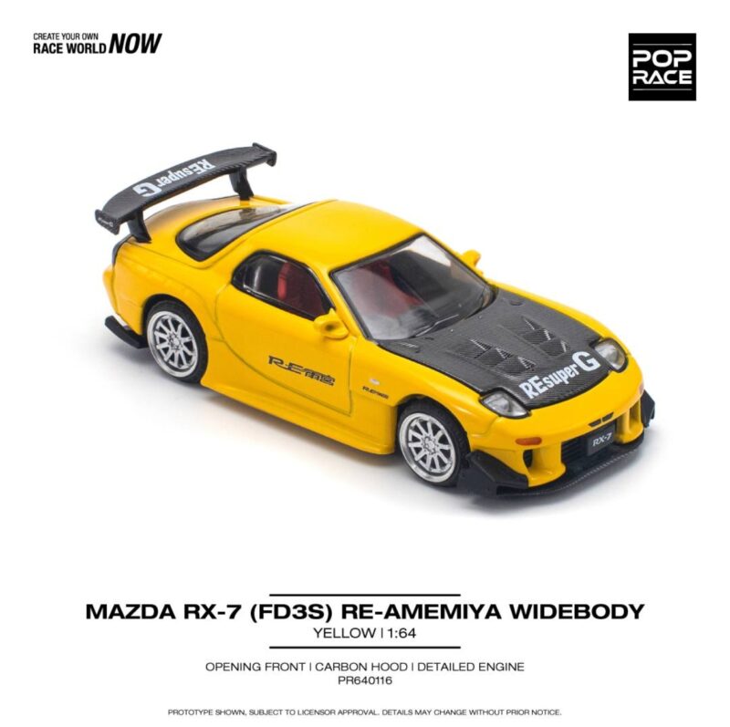 Pop Race MAZDA RX-7 (FD3S) RE-AMEMIYA WIDEBODY YELLOW
