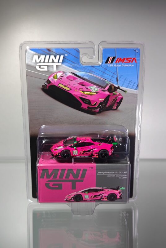 Mini GT Lamborghini Huracán GT3 EVO2 #83 Iron Dames 2023 IMSA Daytona 24 Hrs blister pack