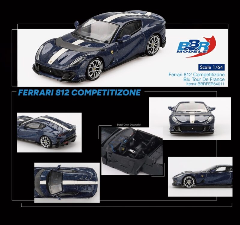 BBR Models Ferrari 812 Competitizone Blu Tour De France